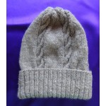Alpaca Cable Hat With Turned-Up Ribbing - Natural Medium Fawn (Adult)