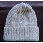 Alpaca Cable Hat With Turned-Up Ribbing - Natural Light Fawn (Adult)
