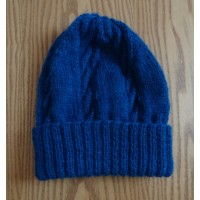 Alpaca Cable Hat With Turned-Up Ribbing - Peacock (Children and Toddlers)