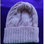 Alpaca Cable Hat With Turned-Up Ribbing - Soft Pink (Adult)