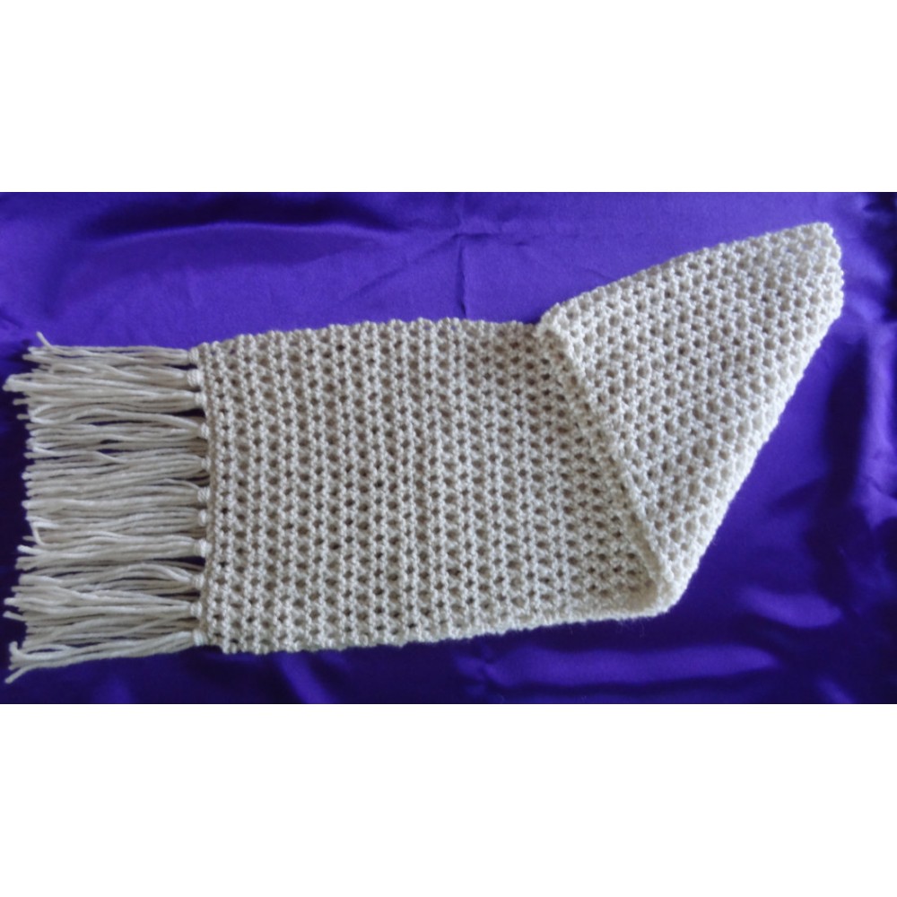 Alpaca Scarf - Natural White in Lacey Pattern