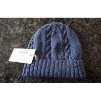 Alpaca Cable Hat With Turned Up Ribbing Adult Denim