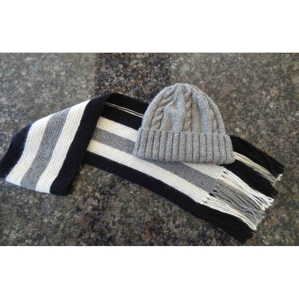 Alpaca Scarf Black White and Grey